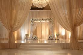 Stage draped with linen